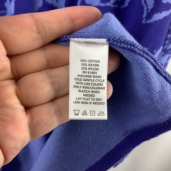 Isaac Mizrah Live! Blue Foral Cardigan Sweater - Picture 4 of 5